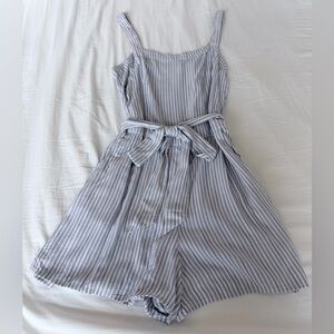 Hollister White and Navy Striped Knit Romper